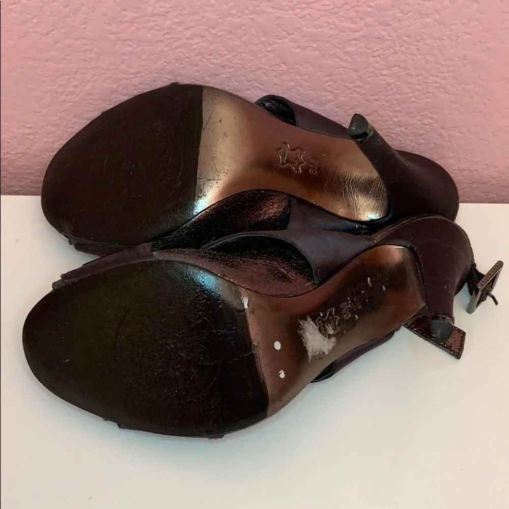 Tory Burch Bronze and Black Jeweled Slingback Heels